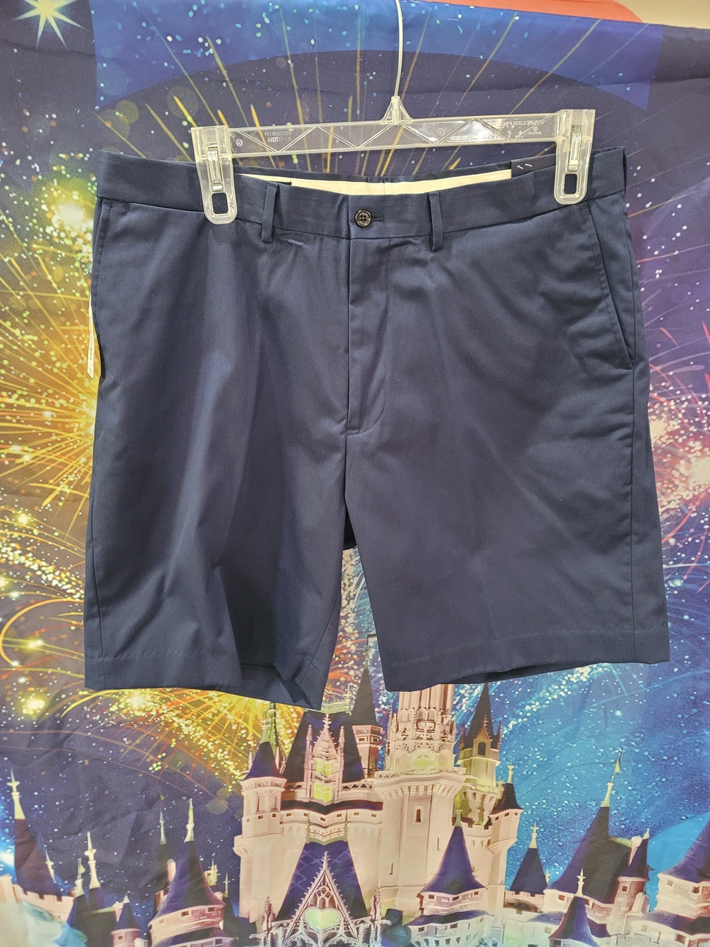 Men's Navy Flat-Front Chino Shorts